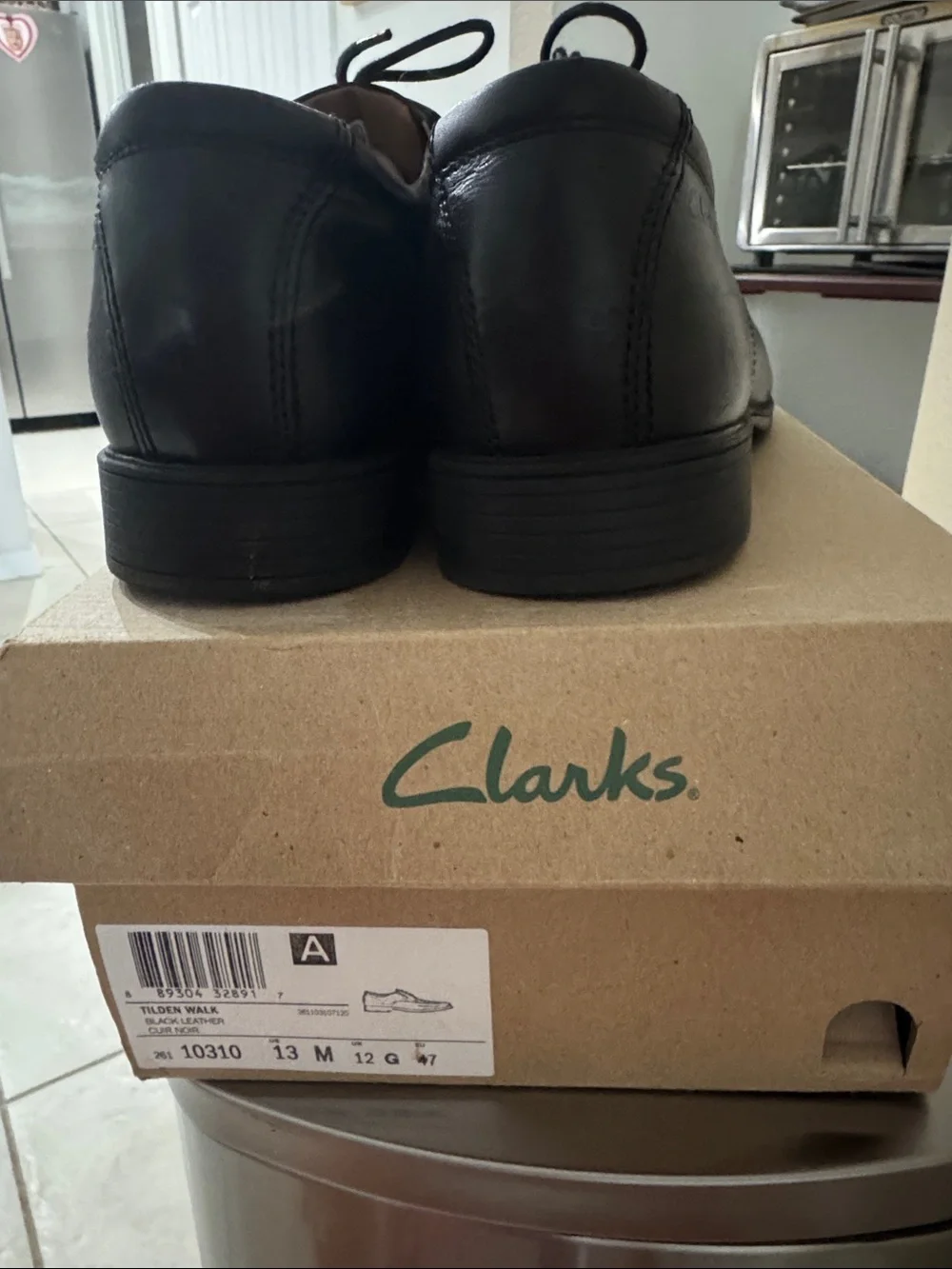 Clarks Black Leather Lace-Up Oxford Dress Shoes